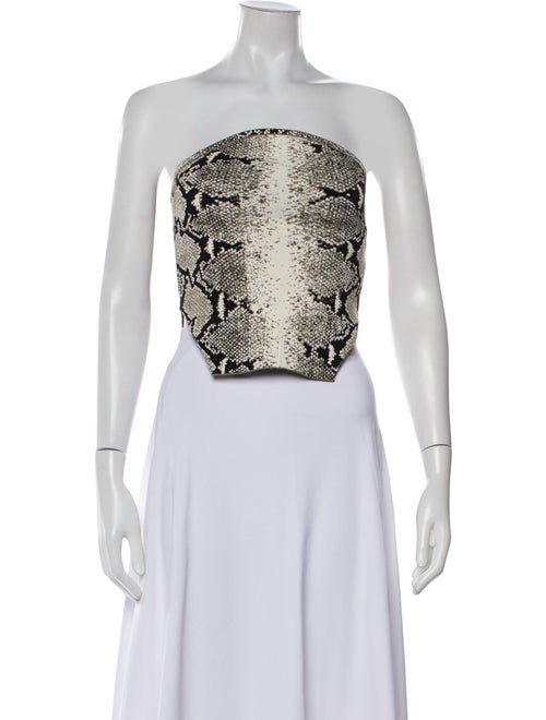 Khaite Animal Print Strapless Crop Top