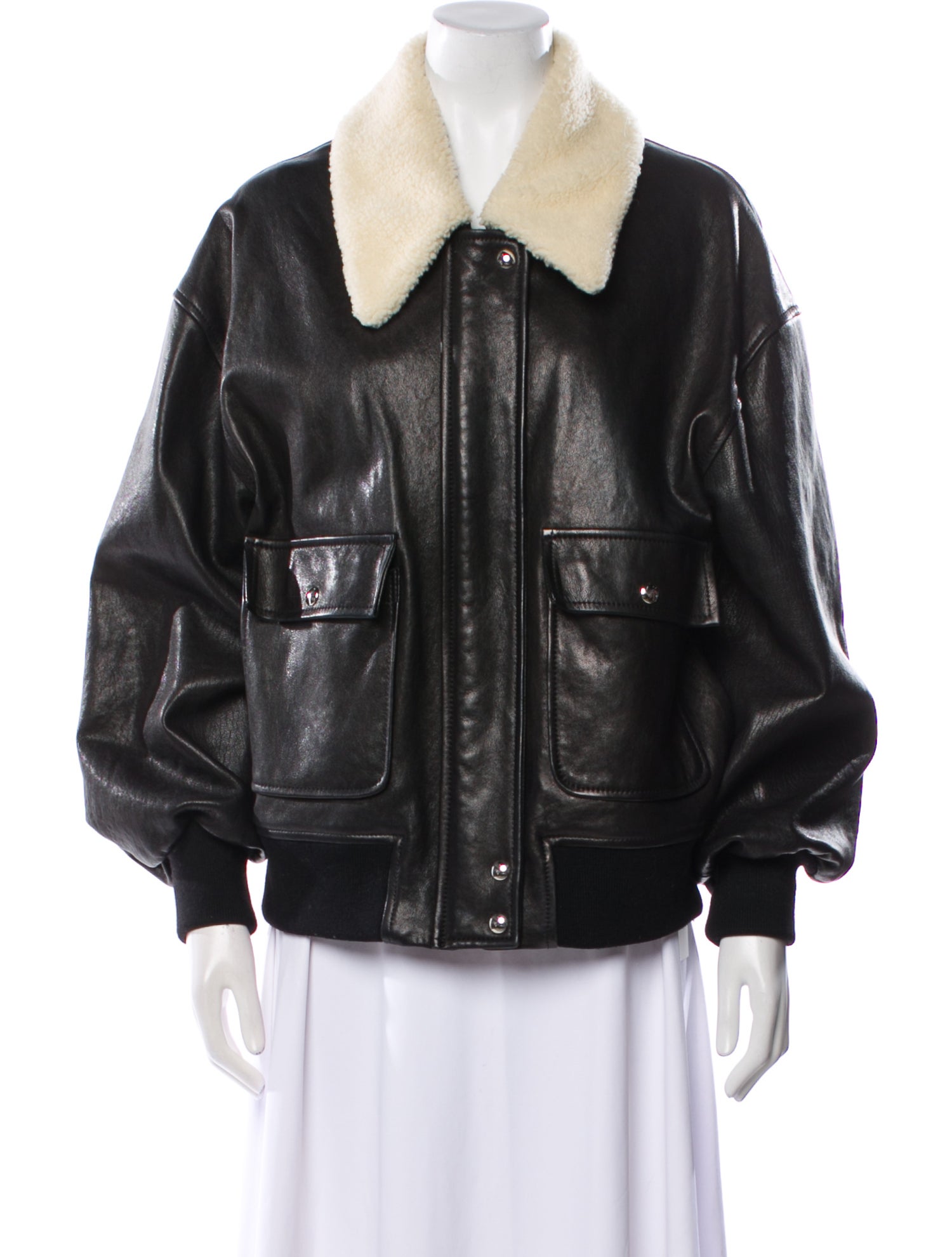 Khaite Leather Bomber Jacket
