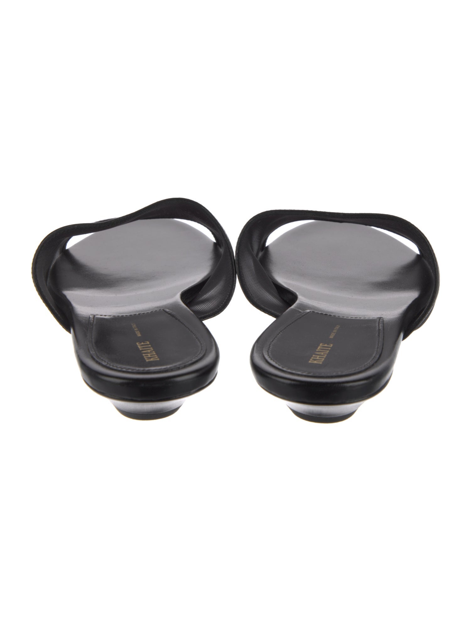 Khaite Leather Mesh Accents Slides