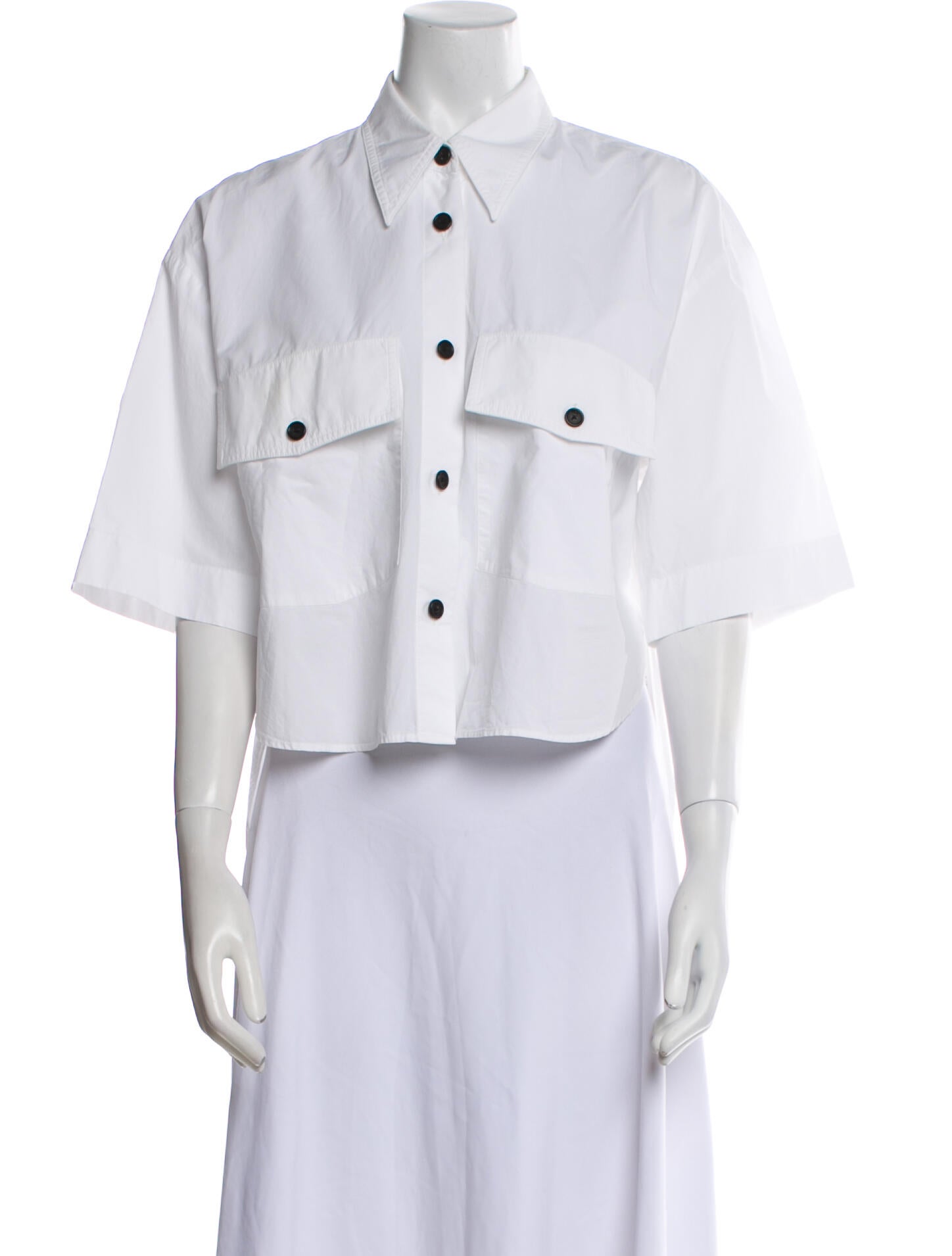 Khaite Three-Quarter Sleeve Button-Up Top