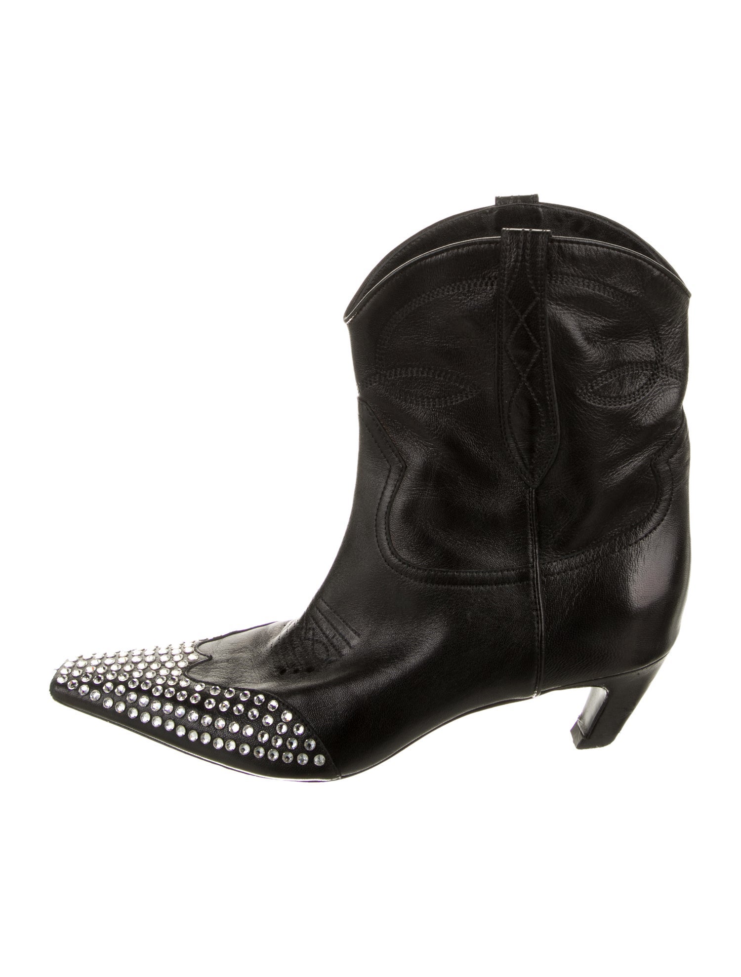 Khaite Leather Crystal Embellishments Western Boots