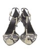 Khaite Embossed Leather Animal Print T-Strap Sandals