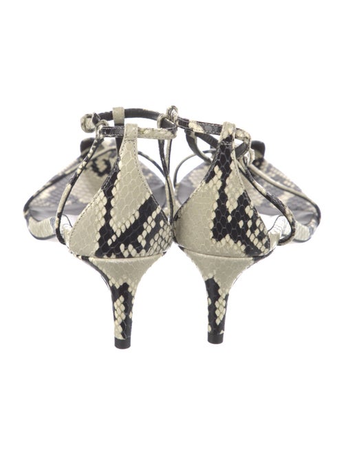 Khaite Embossed Leather Animal Print T-Strap Sandals