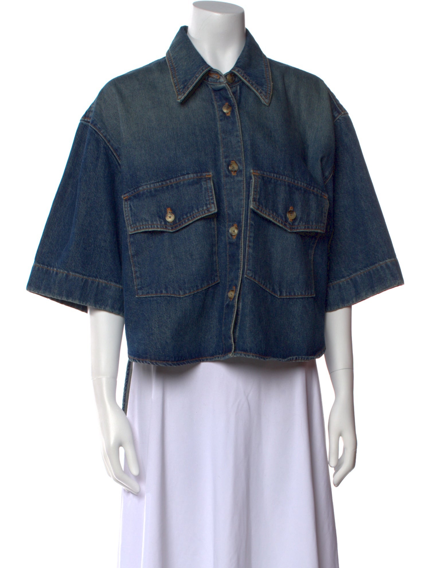 Khaite Three-Quarter Sleeve Crop Top