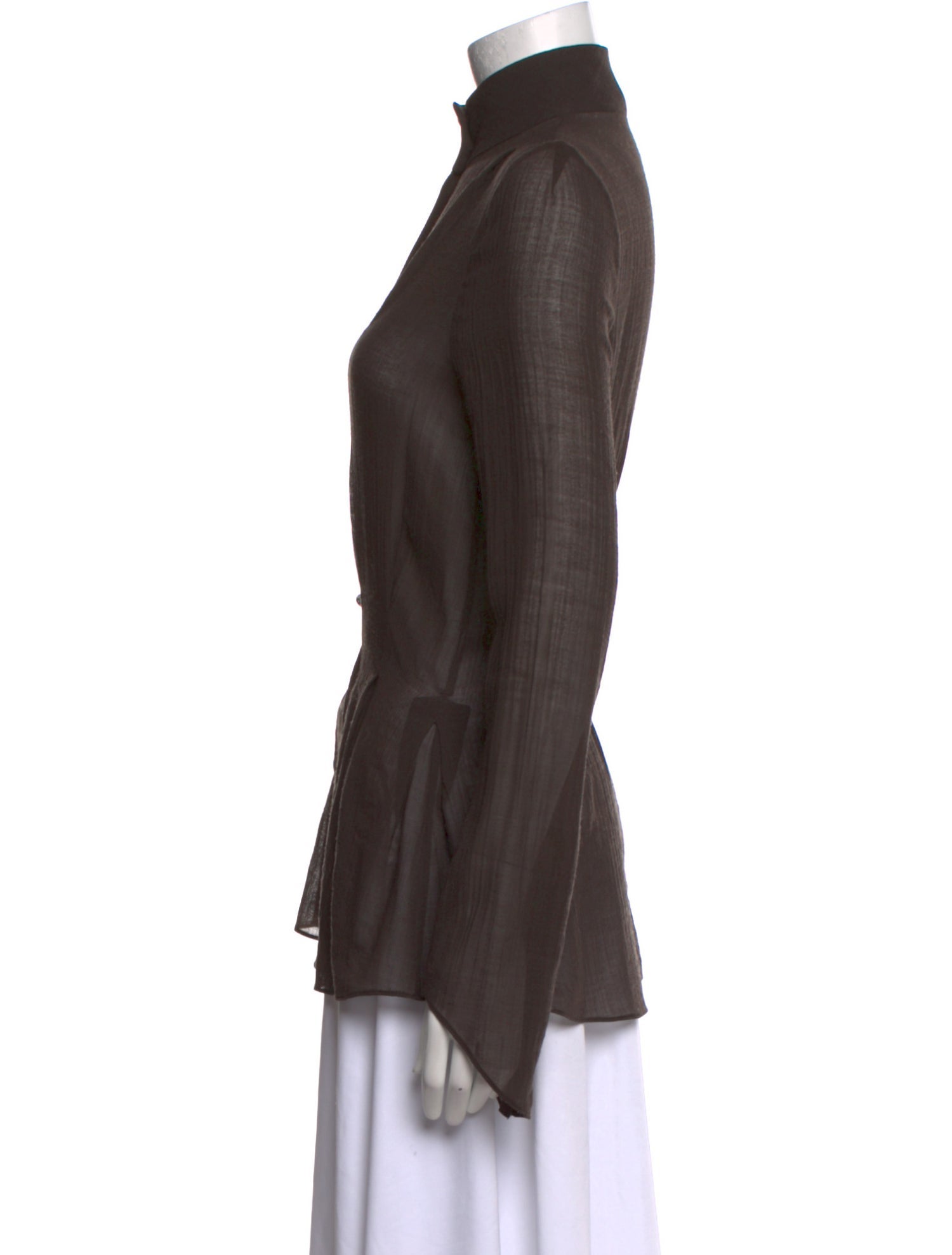 Khaite Silk Mock Neck Button-Up Top