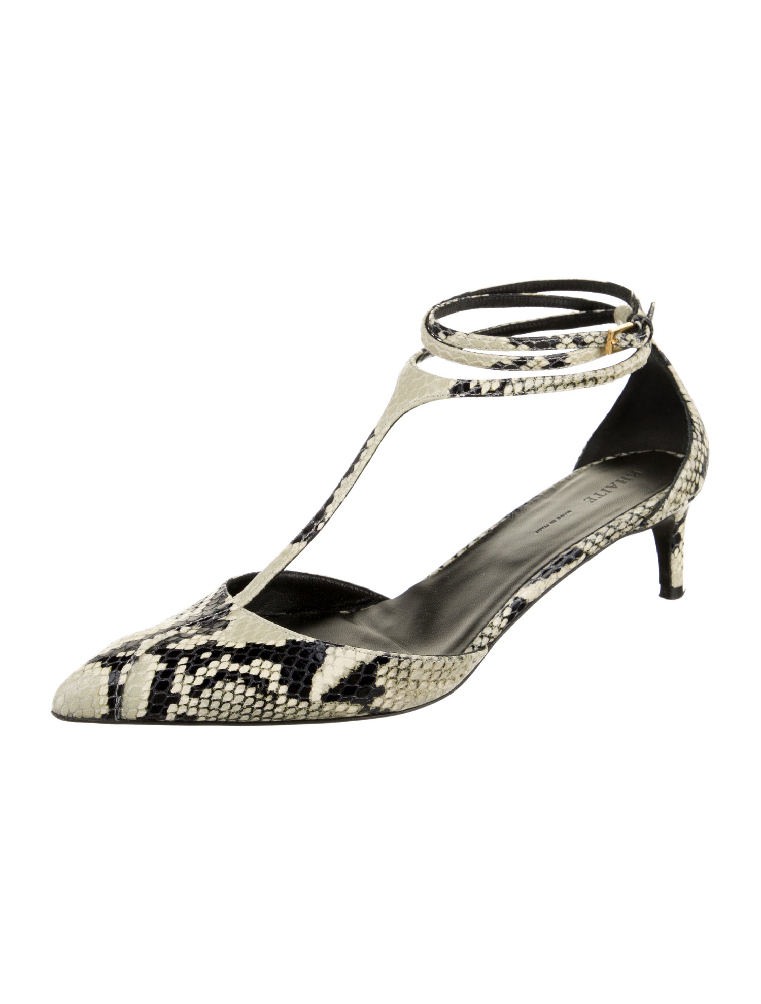 Khaite Leather Animal Print T-Strap Pumps