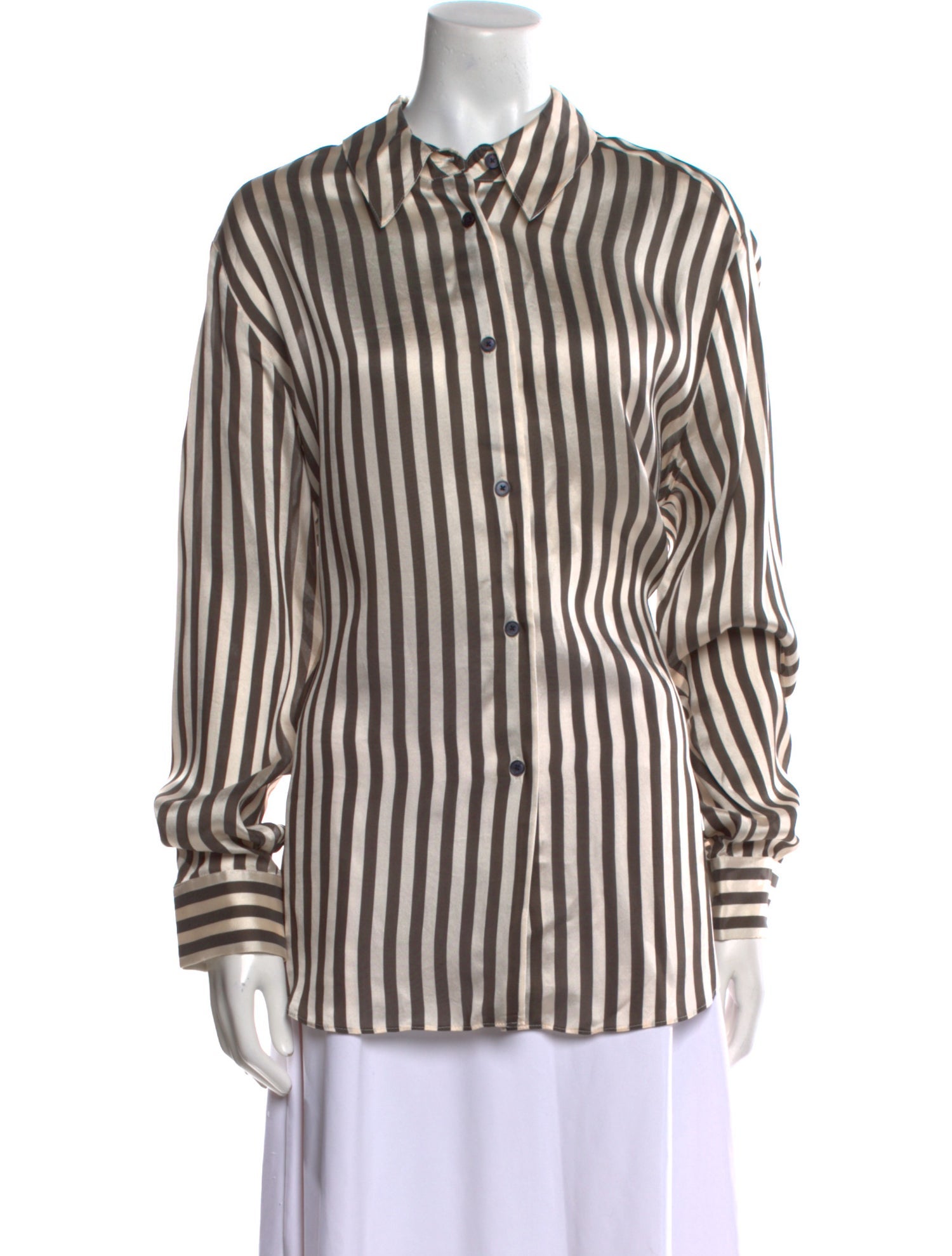 Khaite Striped Long Sleeve Button-Up Top w/ Tags