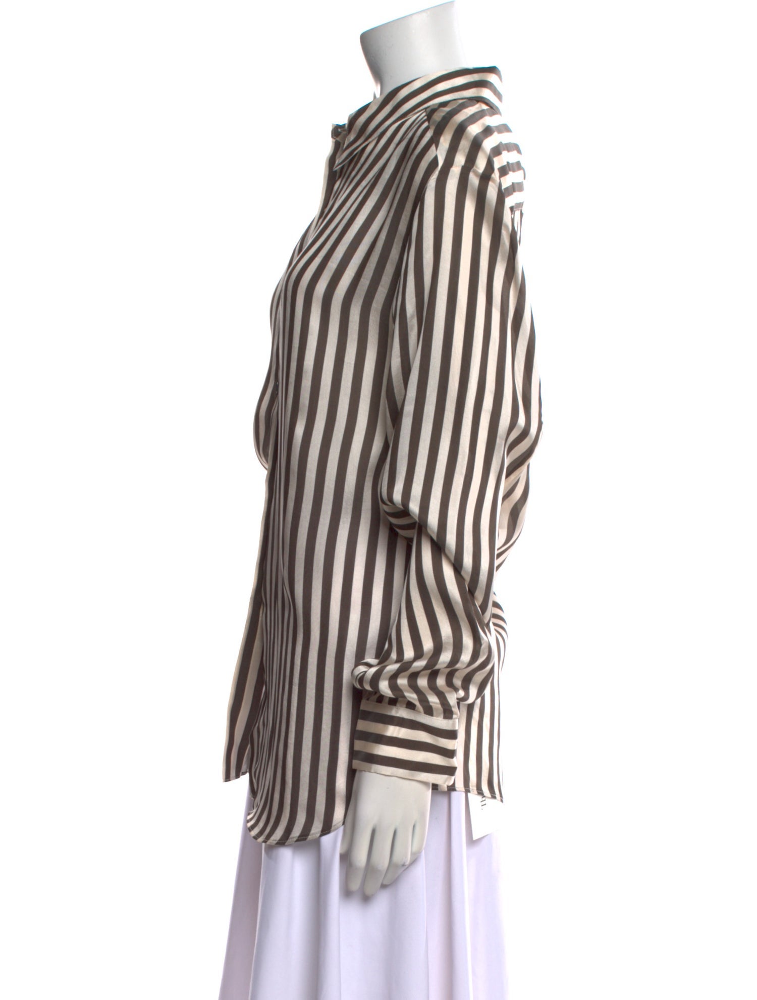 Khaite Striped Long Sleeve Button-Up Top w/ Tags
