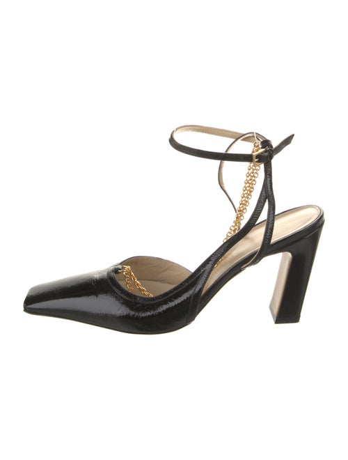 Khaite Leather Chain-Link Accents Slingback Pumps