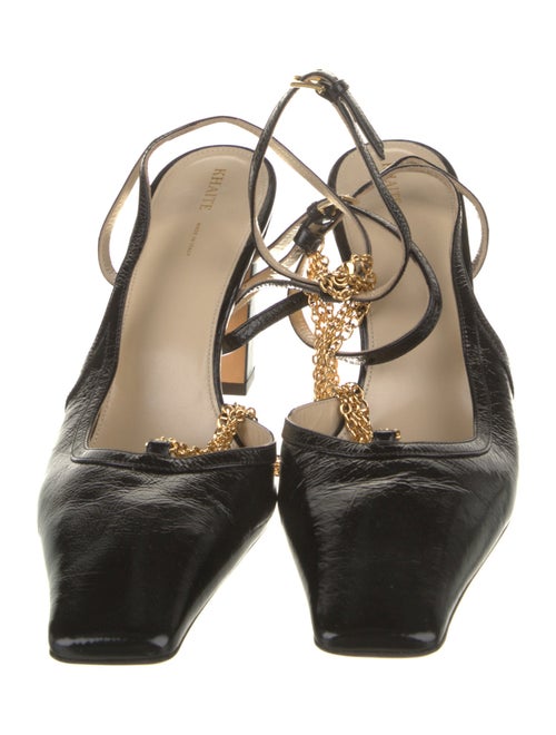Khaite Leather Chain-Link Accents Slingback Pumps