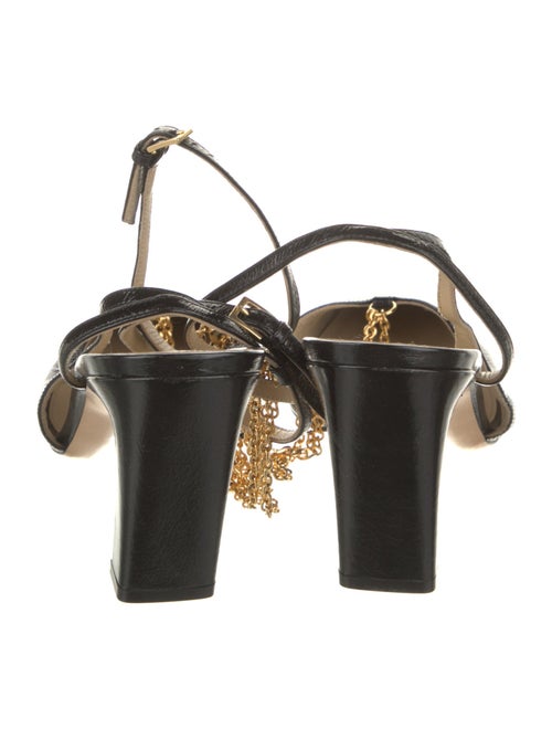 Khaite Leather Chain-Link Accents Slingback Pumps