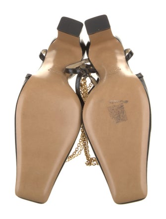 Khaite Leather Chain-Link Accents Slingback Pumps