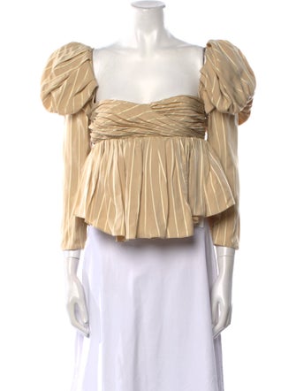 Khaite Square Neckline Three-Quarter Sleeve Crop Top