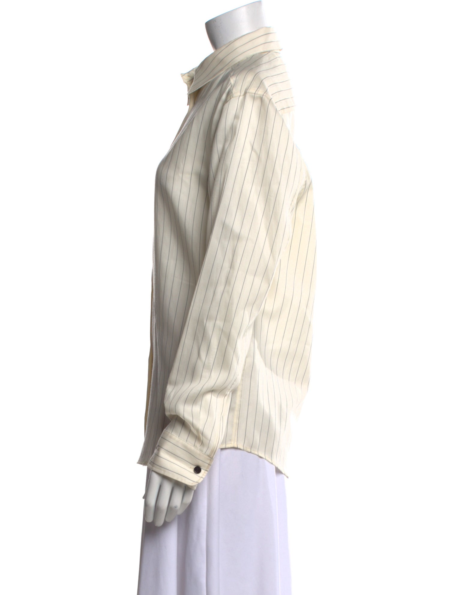 Khaite Virgin Wool Striped Button-Up Top