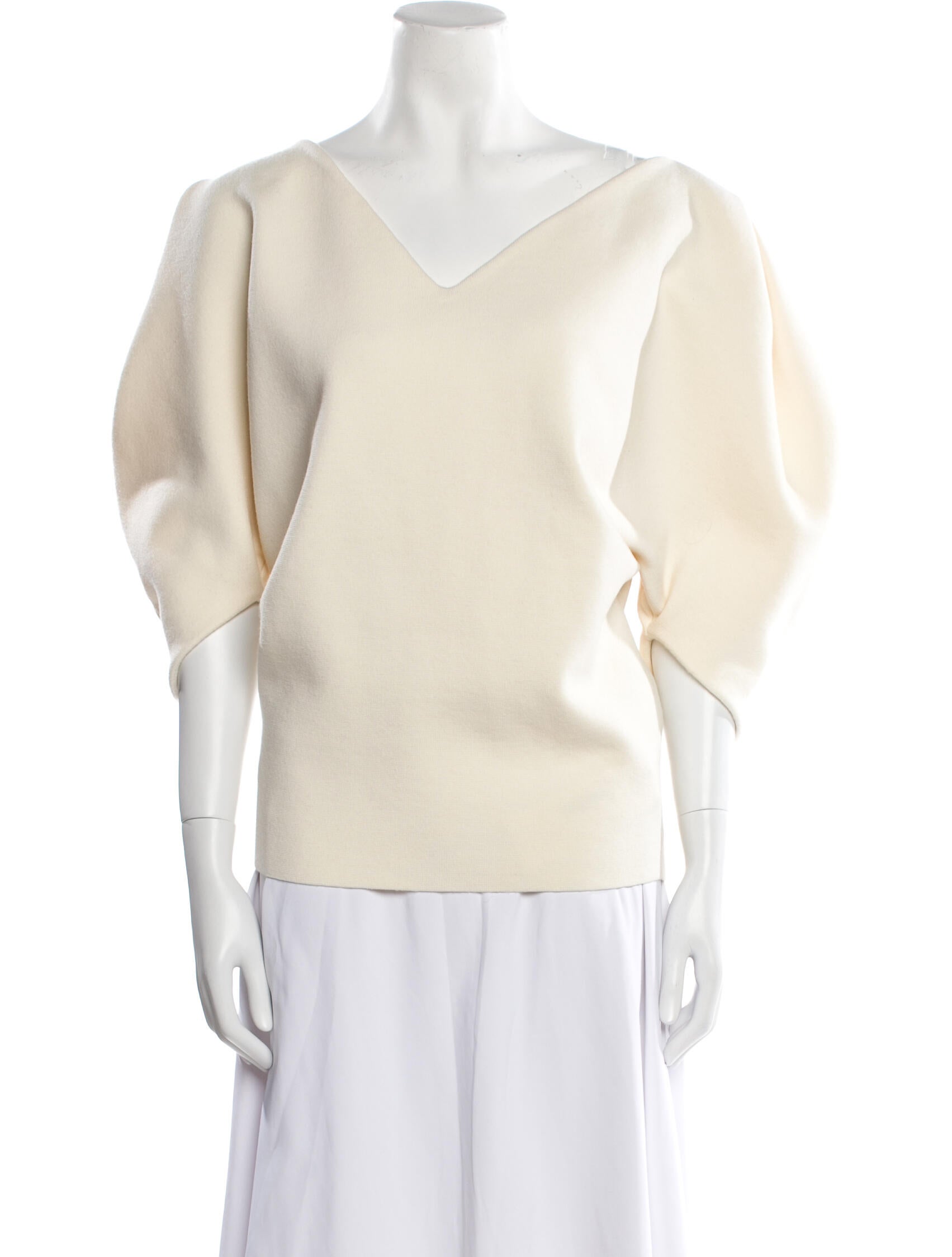 Khaite V-Neck Three-Quarter Sleeve Sweatshirt
