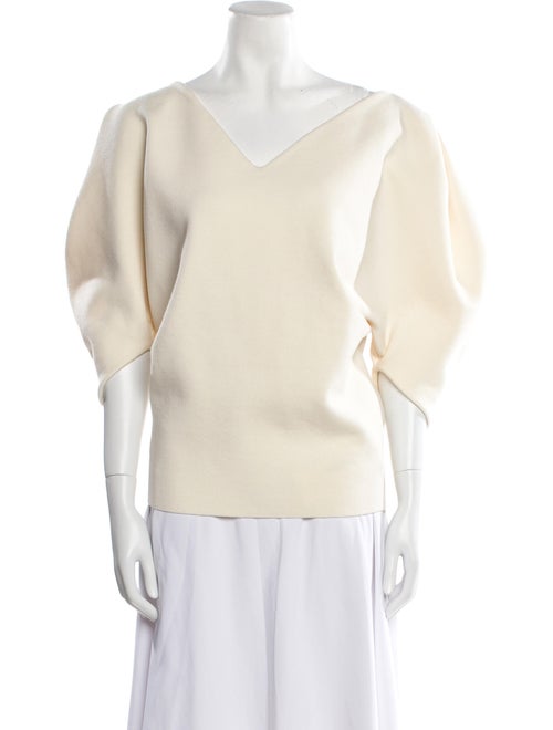 Khaite V-Neck Three-Quarter Sleeve Sweatshirt