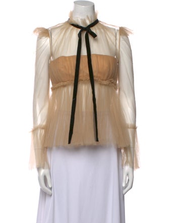 Khaite Mesh Tie Neck Blouse