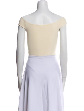 Khaite Off-The-Shoulder Short Sleeve Crop Top