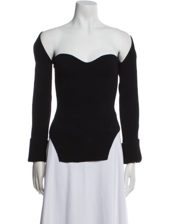 Khaite Off-The-Shoulder Long Sleeve Top