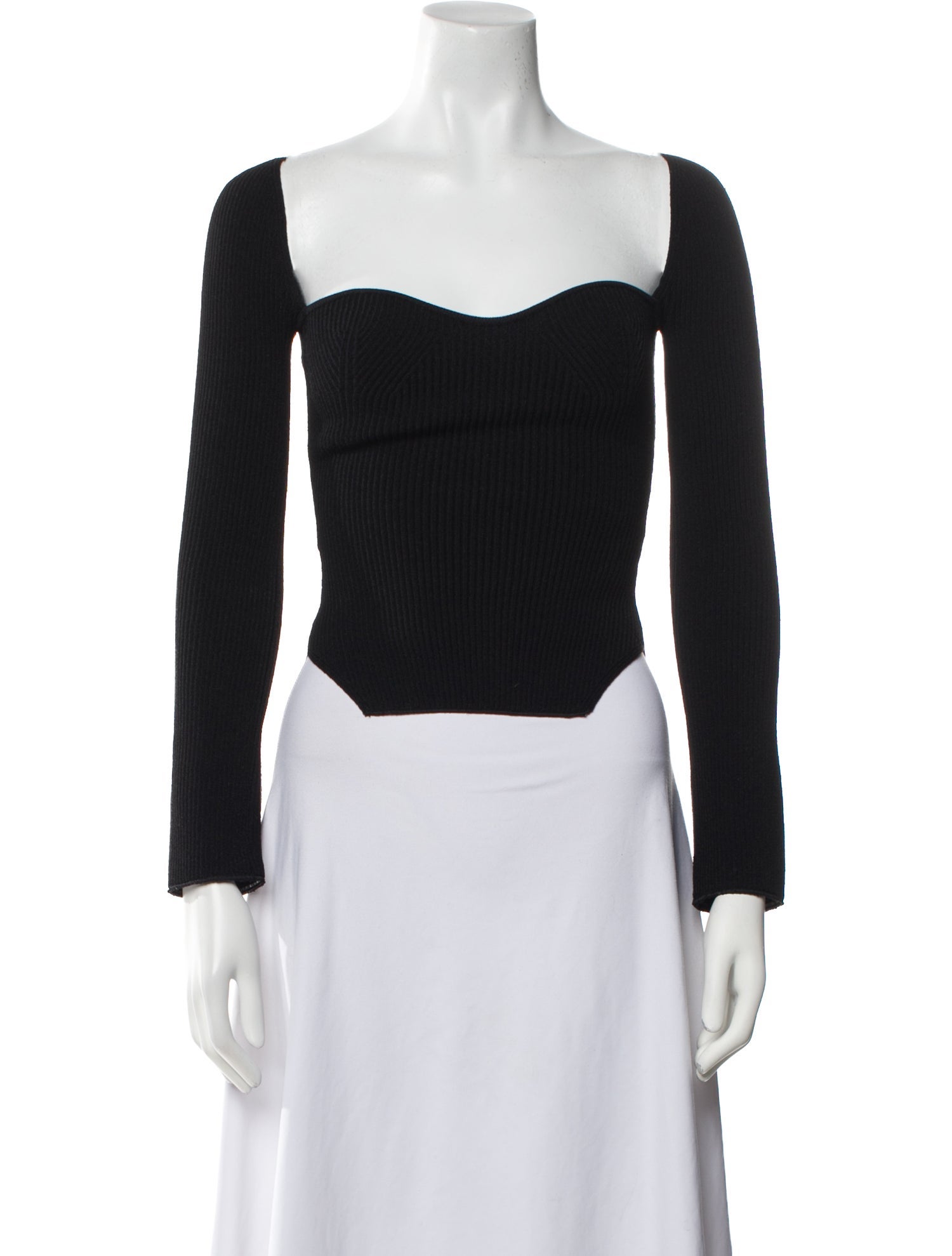 Khaite Square Neckline Long Sleeve Crop Top