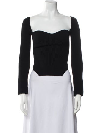 Khaite Square Neckline Long Sleeve Crop Top