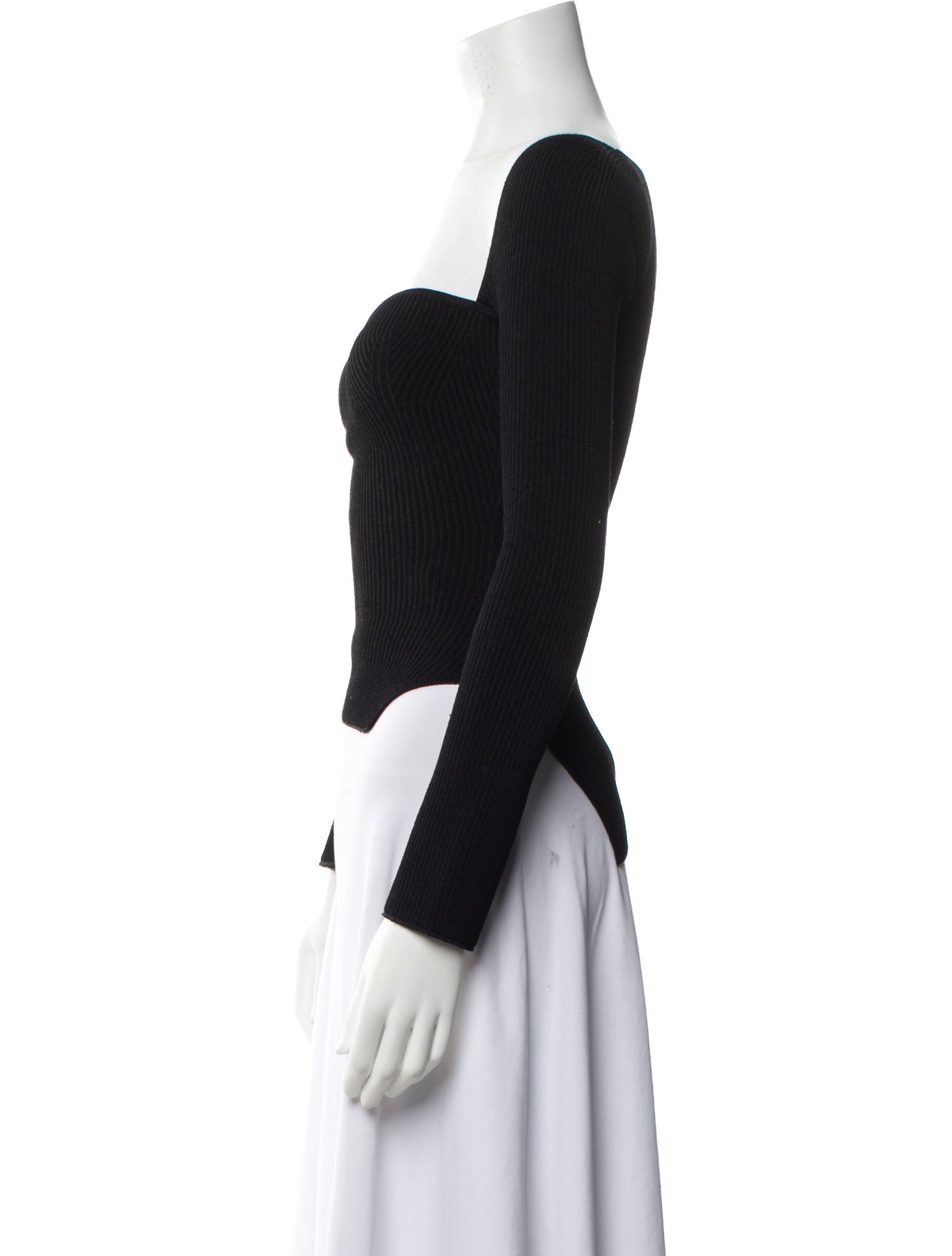 Khaite Square Neckline Long Sleeve Crop Top