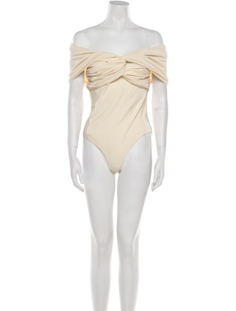 Khaite Off-The-Shoulder Short Sleeve Bodysuit