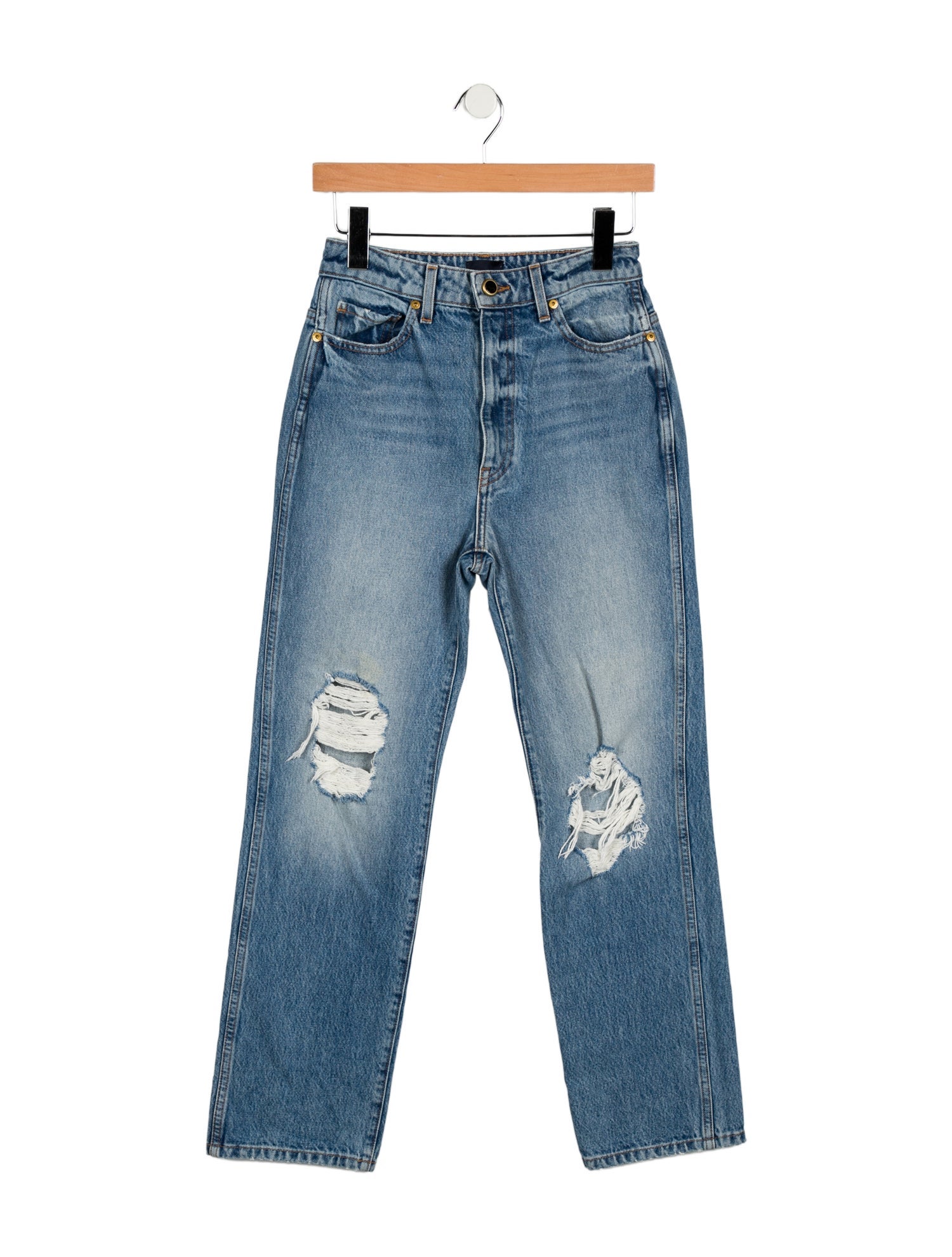Khaite High-Rise Straight Leg Jeans