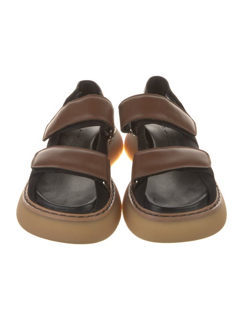 Khaite Leather Colorblock Pattern Slingback Sandals