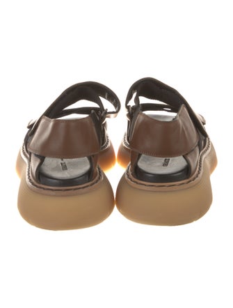 Khaite Leather Colorblock Pattern Slingback Sandals