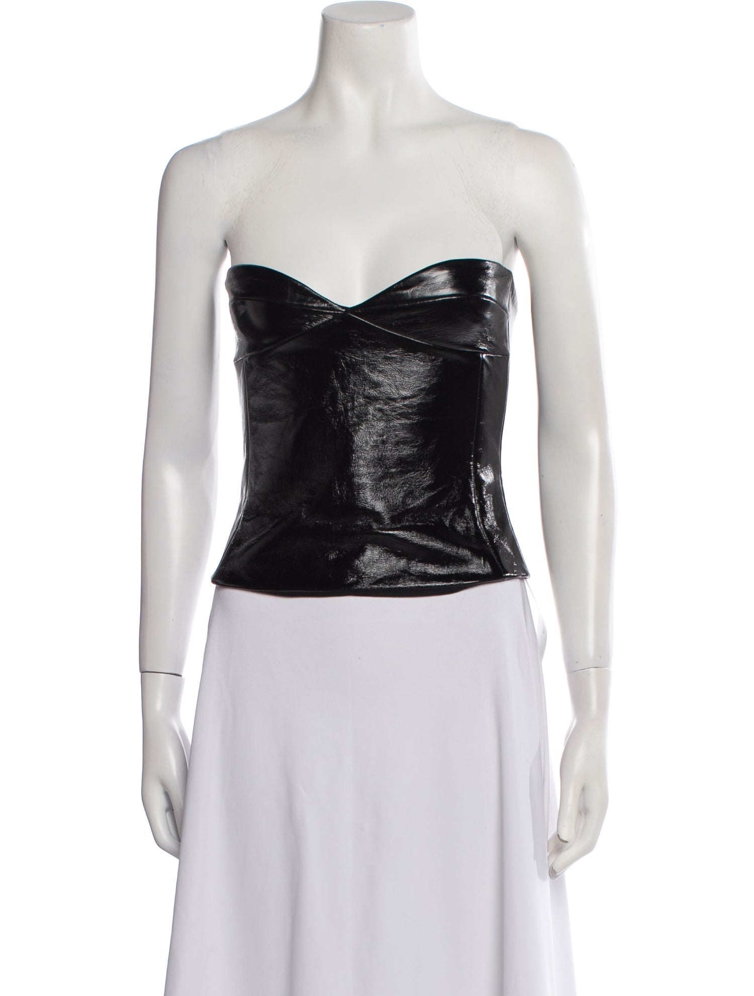 Khaite Leather Strapless Crop Top