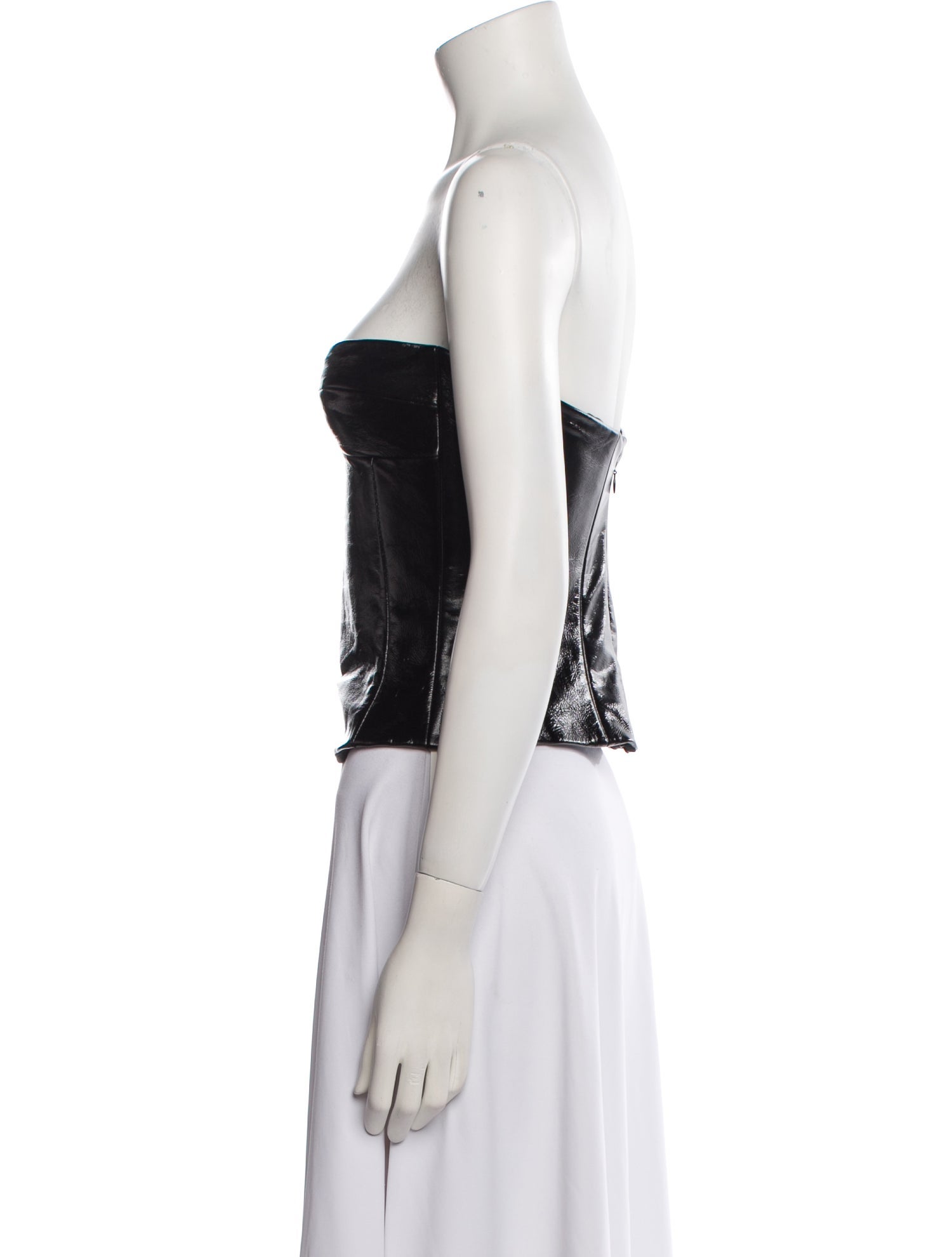 Khaite Leather Strapless Crop Top