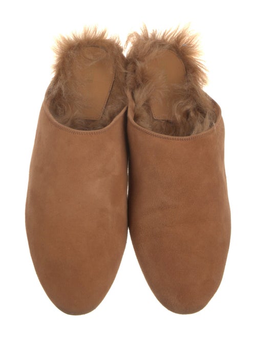 Khaite Suede Fur Trim Mules