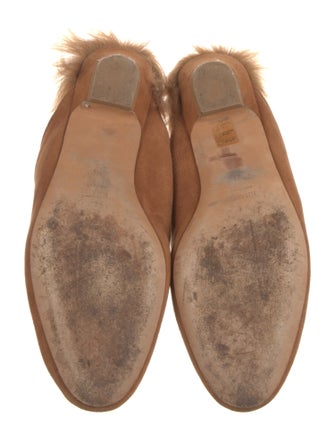 Khaite Suede Fur Trim Mules
