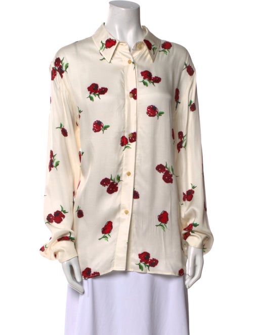 Khaite Floral Print Long Sleeve Button-Up Top