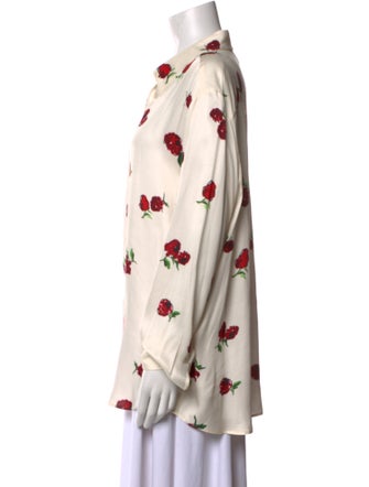 Khaite Floral Print Long Sleeve Button-Up Top