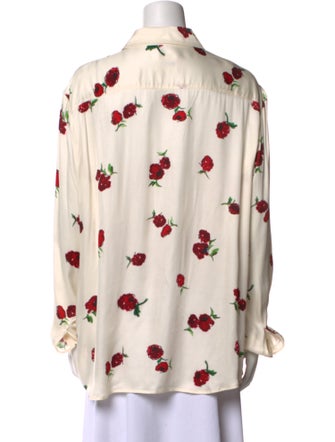 Khaite Floral Print Long Sleeve Button-Up Top
