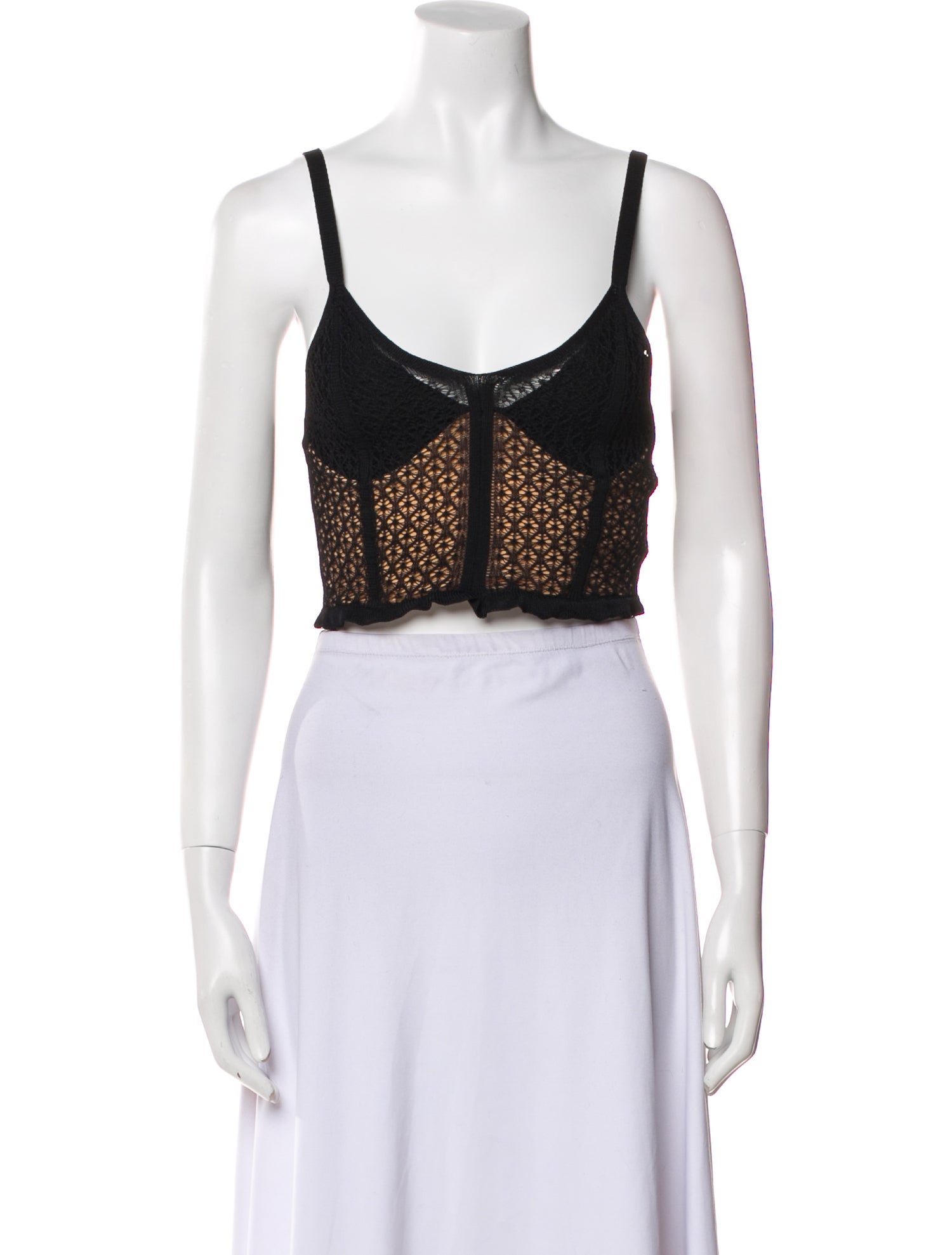 Khaite Lace Pattern Scoop Neck Crop Top