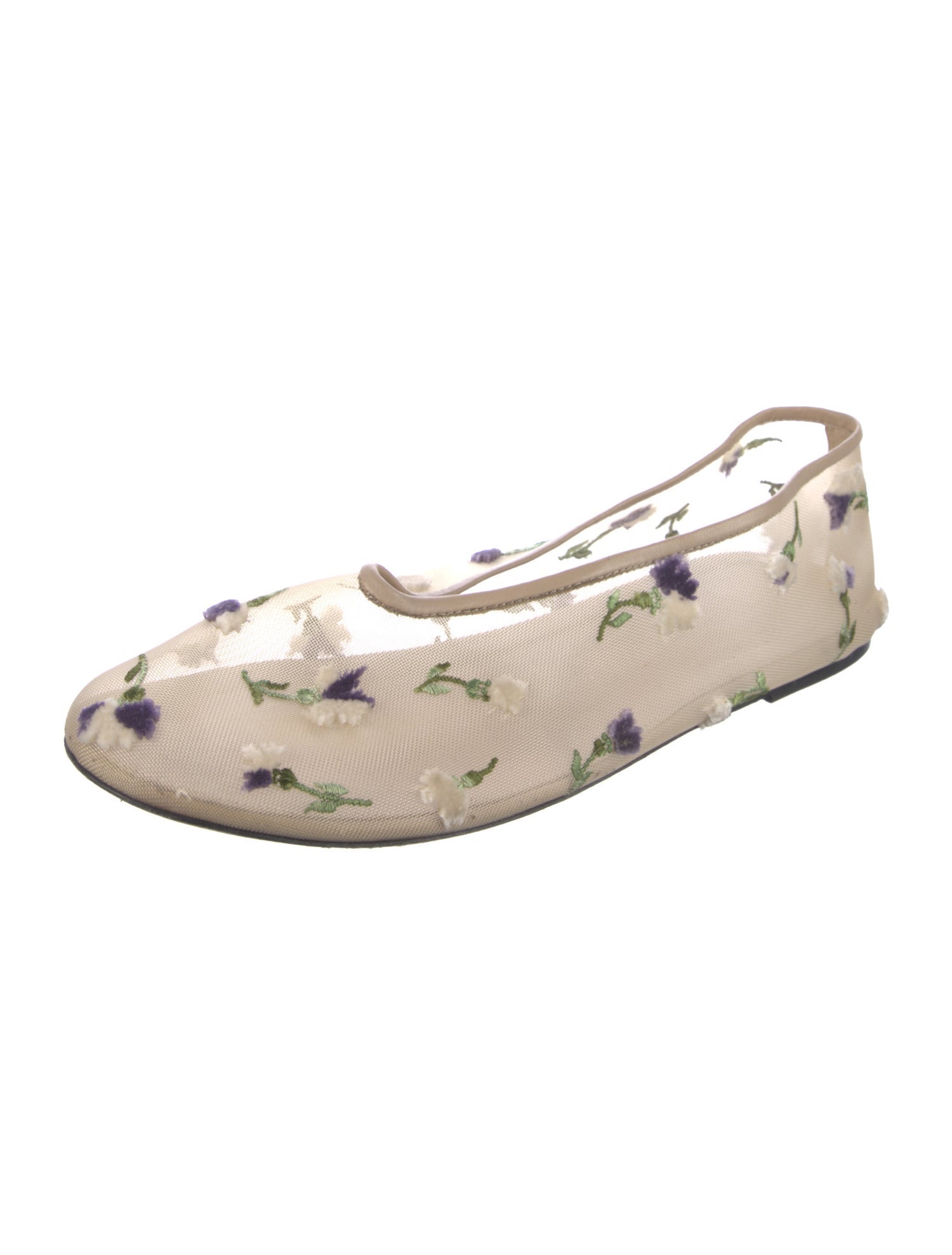 Khaite Mesh Floral Print Ballet Flats