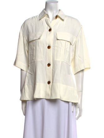 Khaite Three-Quarter Sleeve Button-Up Top