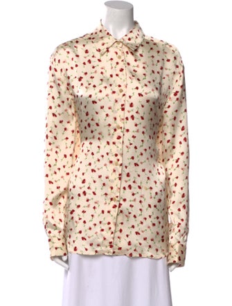 Khaite Floral Print Long Sleeve Button-Up Top