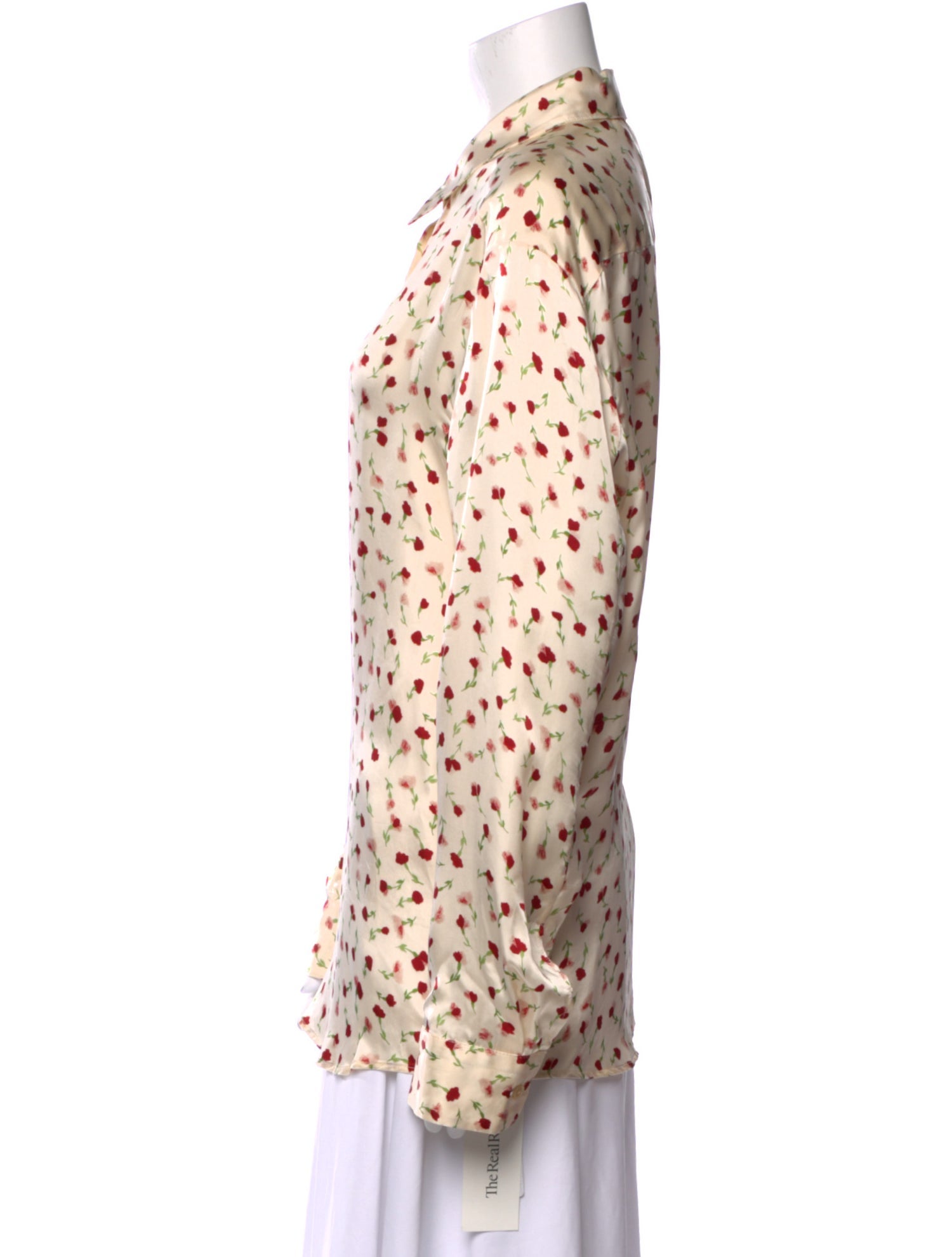 Khaite Floral Print Long Sleeve Button-Up Top