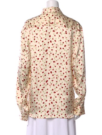 Khaite Floral Print Long Sleeve Button-Up Top