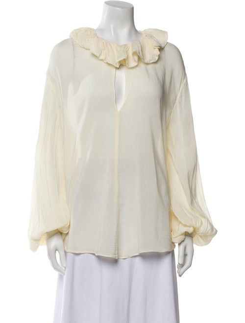 Khaite V-Neck Long Sleeve Blouse