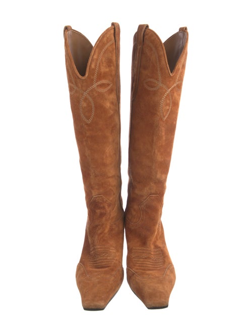 Khaite Suede Embroidered Accent Western Boots