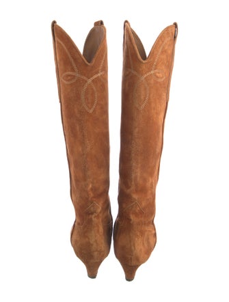 Khaite Suede Embroidered Accent Western Boots