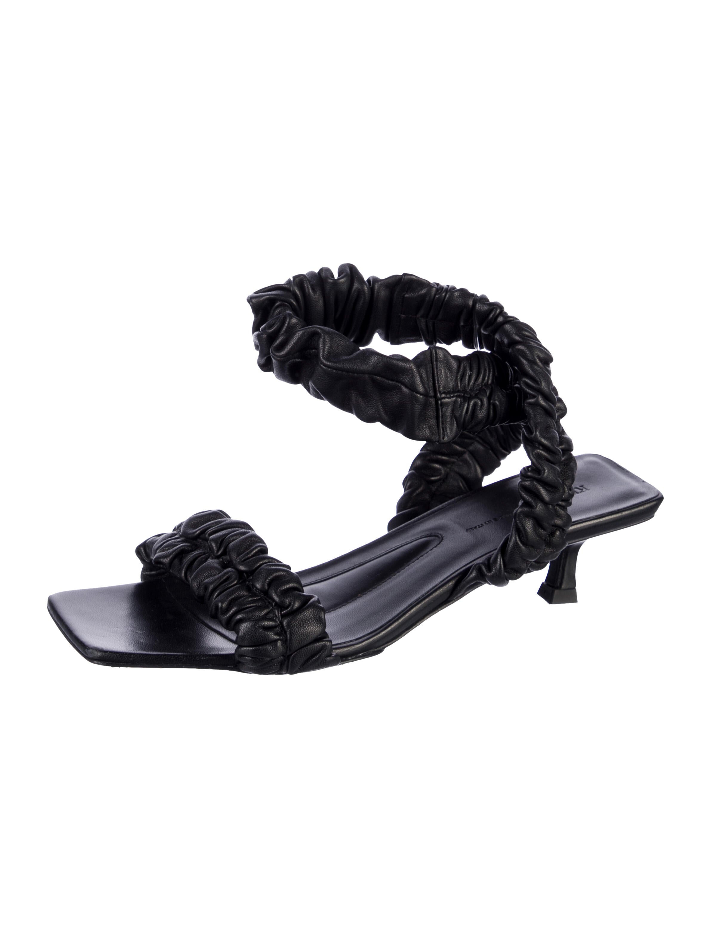 Khaite Leather Ruffle Embellishment Sandals