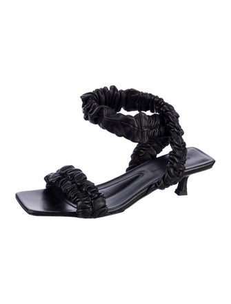 Khaite Leather Ruffle Embellishment Sandals