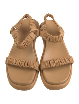 Khaite Leather Ruffle Embellishment Slingback Sandals