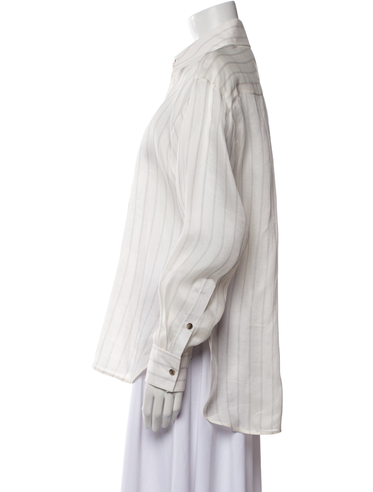 Khaite Silk Striped Button-Up Top